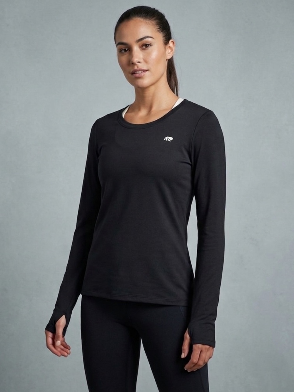 Marika Black Long Sleeve Women's Top, Fleece Lined Coldgear, Size Medium